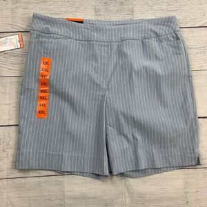 Hilary Radley Bermuda Shorts sz XXL Blue Striped Pull on Style Stretch New NWT